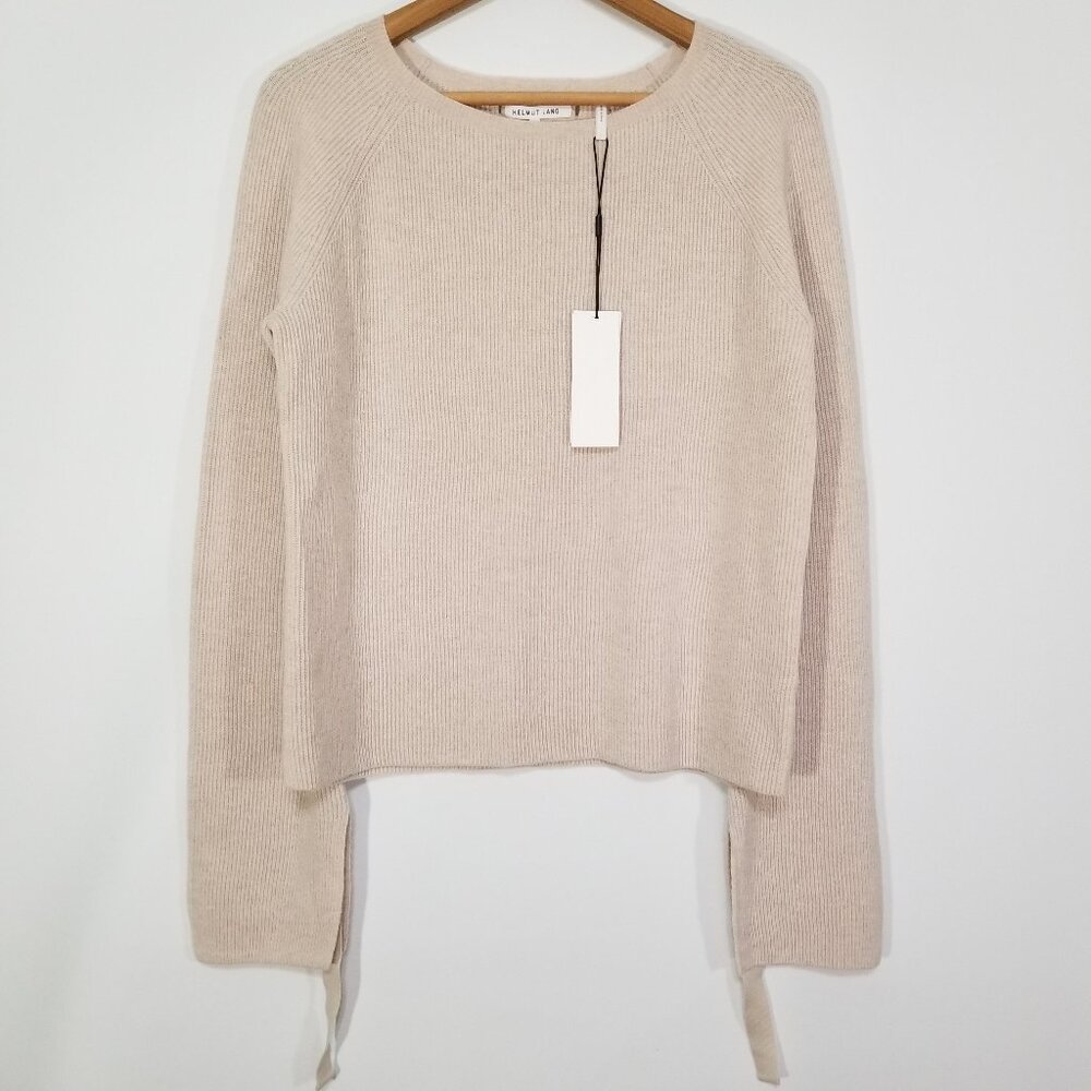 NWT Helmut Lang Wool & Cashmere Blend‎ Ribbed Sweater Shell (Beige) Size M $370